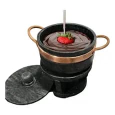 Conjunto Fondue Queijo/Chocolate Panela Pedra Sabão 800 ml + 4 Garfinhos