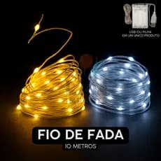 Fio de Fada Cordão Luz Led 10m 100 Leds USB Pilha Branco Frio Quente Decoração Festas Natal Ano Novo