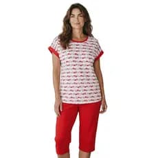 Pijama Feminino Pescador Verão Manga Curta Bermuda Roupa Feminina Senhora Idosa