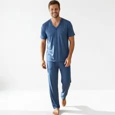 Pijama Masculino Manga Curta Calça Comprida Meia Estação Qualidade