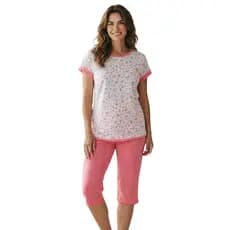 Pijama Feminino Pescador Verão Manga Curta Bermuda Roupa Feminina Senhora Dia a Dia