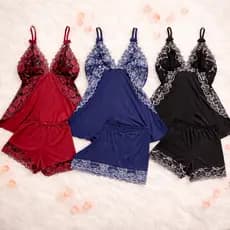 Kit 3 Baby Doll Suede Bicolor 38 ao 52 Pijama Feminino Plus Size Confortável