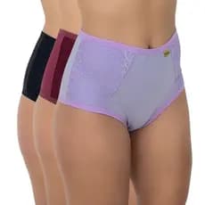 Kit Calçola de Algodão Cotton Plus Size Calcinha Feminina Conforto Senhora Cós Alto Idosa