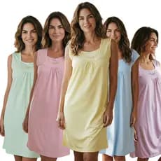 Kit 5 Camisolas Pala Feminina Regata Vestido de Malha Senhora Idosa Sem Manga