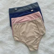 Kit 3 Calcinha Feminina Aperta Barriga Frente Dupla Suplex Modeladora Segura Barriga
