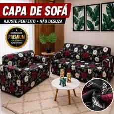 Kit Capa Forro de Sofá Estampada Coladinha Ligadinha 2 e 3 Lugares Ajustável Malha Gel Poliéster Elegante