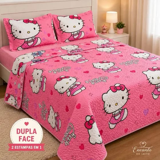 Colcha Cobre Leito Infantil Casal Solteiro Dupla Face Matelado Ultrassônico Porta Travesseiro Toque Macio Lavável