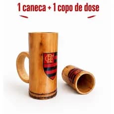 Kit Artesanal Caneca + Copo de Dose 9cm de Time Ideal para Drinks e Presentes