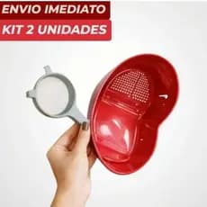 Kit Lava Arroz Escorredor + Mini Peneira Multiuso para Cozinha Lavar Grãos Frutas e Legumes