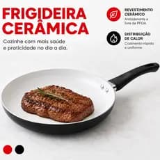 Frigideira Antiaderente Elétrico e Gás Revestimento Cerâmico Para Fogão e Cooktop Cabo Resistente