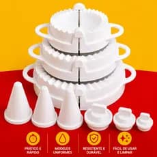 Molde Para Pastel e Coxinha Kit 6 Formas 3 Tamanhos Modelador Profissional de Salgados Caseiros