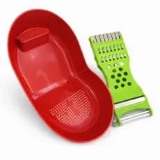 Kit 2 Peças Escorredor Lavador de Arroz E Ralador 4 Em 1 Utensílio Prático Para Cozinha