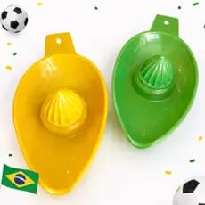 Kit Espremedores Verde e Amarelo Duplo - Especial Torcida Brasil - Espremedor de Limão e Laranja Manual Para Cozinha