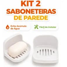 Kit 2 Saboneteiras de Parede com Ventosa Adesiva - Porta Sabonete Banheiro Sem Furo - Anti Umidade