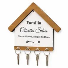 Porta Chaves Parede Personalizado Nome Família Decoração Organização Estilo Decoração Multiuso