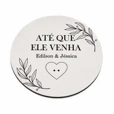 Porta Alianças Redondo Decoração Noivado Casamento Enfeite Branco MDF Amor Paixão