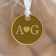 KIT Tags Personalizadas Acrílico Espelhado 2cm Nome logo iniciais Etiqueta Aplique