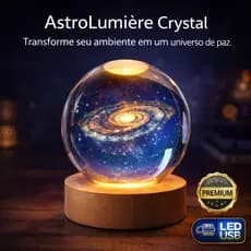 Luminária Bola de Cristal Galáxia LED USB Decorativa 3D – Luz Relaxante para Quarto, Mesa e Ambiente