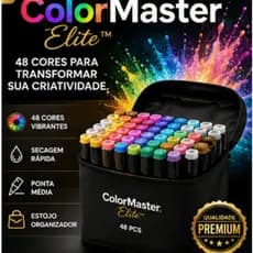 Kit Canetas Hidrográficas 48 Cores ColorMaster Elite™ Estojo Profissional para Desenho Lettering Arte Escolar.