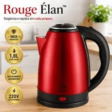 Chaleira Elétrica Inox Vermelha 1,8L 220V Desligamento Automático Aquecimento Rápido Rouge Élan™.