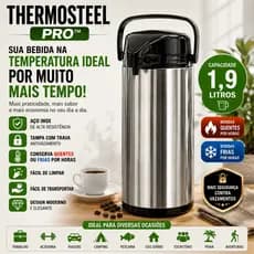 Garrafa Termica Inox 19 Litros Mantem Bebidas Quentes Frias Durabilidade
