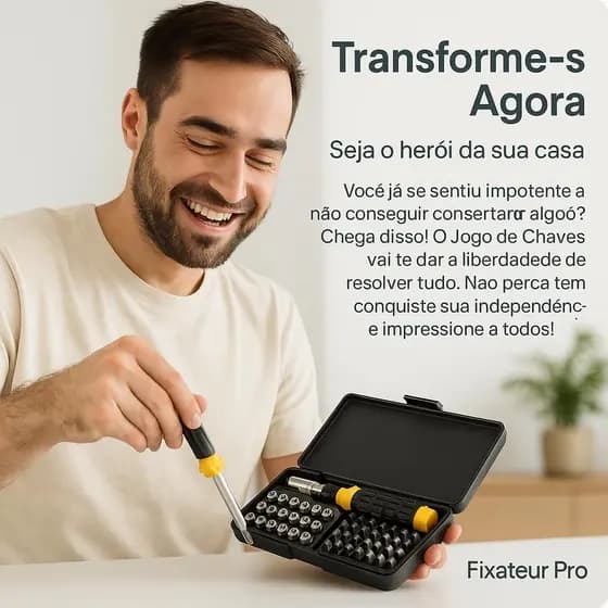 Kit de Ferramentas Intercambiáveis Aço 41 Peças Profissional