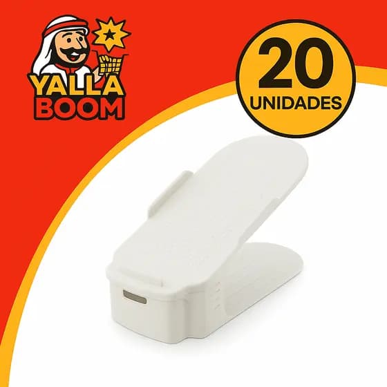 Kit 20 Organizadores De Sapatos, Saltos E Tênis Com Regulagem De Altura - Branco