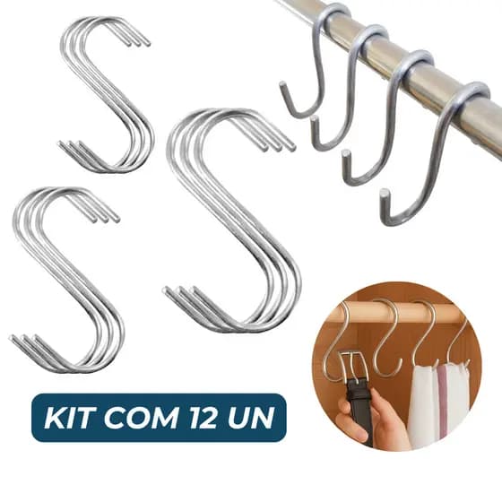 Kit Até 12 Ganchos Em S Para Vasos Jardim Vertical Suporte Metálico