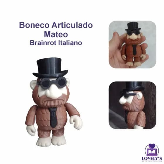 Boneco Articulado Colecionável Mateo Brainrot Italiano