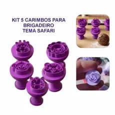 KIT 05 CARIMBOS PARA BRIGADEIRO TEMA SAFARI ANIMAIS