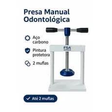 Prensa Manual Reforçada De Bancada Odontológica Kerbus Para 2 Muflas Aço Carbono  Protese Protético