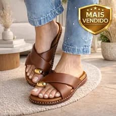 Sandália Feminina Conforto Premium Com Detalhe Dourado Elegante | Casual E Sofisticada GABI