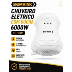 BOMVINK Chuveiro Elétrico com Ducha 6000W 110V 2 Temperaturas Fácil Instalação BOM-2485
