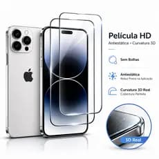 Película de Vidro 3D Antiestática para iPhone XR / XS Max / 11 / 12 / 13 / 14 / 15 / 16 / 17 Pro Max – Sem Bolhas