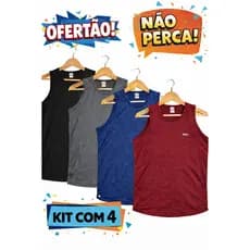 Kit 4 Regatas Masculina Sem Manga Fit Blusa Fitness Treino Academia Camiseta Básica Malha Lisa
