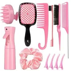 12pcs Escova Para Cabelos Cacheados Natural Curvo Rattail Pente Conjunto Ferramentas De Salão De Cabeleireiro