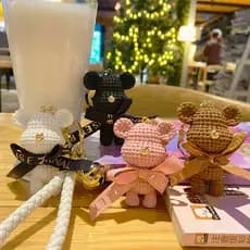 Preço Lindo Chaveiro de Urso Fofo - Pingente de Bolsa de Casal de Resina | Acessórios para Chaveiros de Desenho Animado
