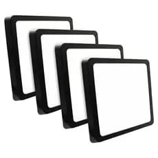 Kit 4 Painel Sobrepor 25W Led Quadrado Compacto Preto Luz 6500K Branco Frio Bivolt