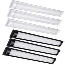 Kit 3 Luminária 60cm Linear 20W Tubular Led Branca e Preto Lâmpada Teto Branco Frio Bivolt