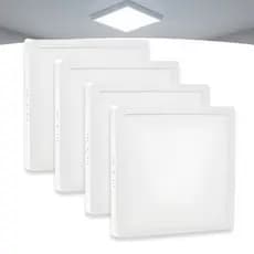 Kit 4 Painel Sobrepor 25W Led Quadrado Compacto Branco e Preto Luz 6500K Branco Frio Bivolt