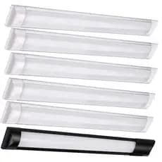 Kit 5 Luminária 60cm Linear 20W Tubular Led Branca e Preto Lâmpada Teto Branco Frio Bivolt