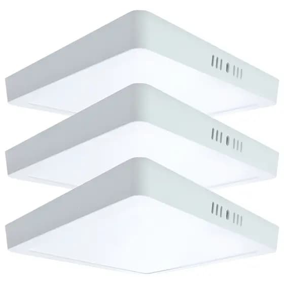 Kit 3 Painel Sobrepor 25W Led Quadrado Grande Luz Branco Frio/Neutro/Quente Bivolt