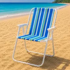 Cadeira de Praia Dobrável Alta Metal Camping Pesca Varanda 110kg Resistente Leve
