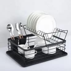 Escorredor Loucas 2 Andares Preto Fosco Compacto Resistente Organizador Cozinha