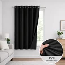 Cortina Blackout PVC 1,40x1,80 Folha Única Bloqueia 100% Luz Com Ilhós Sala Cozinha Quarto