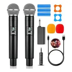 Kit 2 Microfone Sem Fio Profissional UHF Dinâmico de Mão Para Karaokê e Eventos