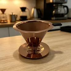 Filtro Coador De Café Inox Reutilizável Filtro Permanente Malha Dupla Sem Papel Com Base