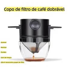 Filtro portátil dobrável de aço inoxidável para café e chá，Sem papel e reutilizável