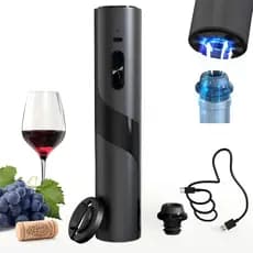Kit Abridor Elétrico Recarregável USB Saca-rolhas Automático e Bomba de Vácuo para Conservação