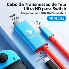 Cabo Tipo C para HDMI Nintendo Switch Projeção HD TV Adaptador Rápida 100W PD Carregamento